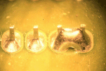 Figure 1: A solder short on a connector with a 0.025 pitch